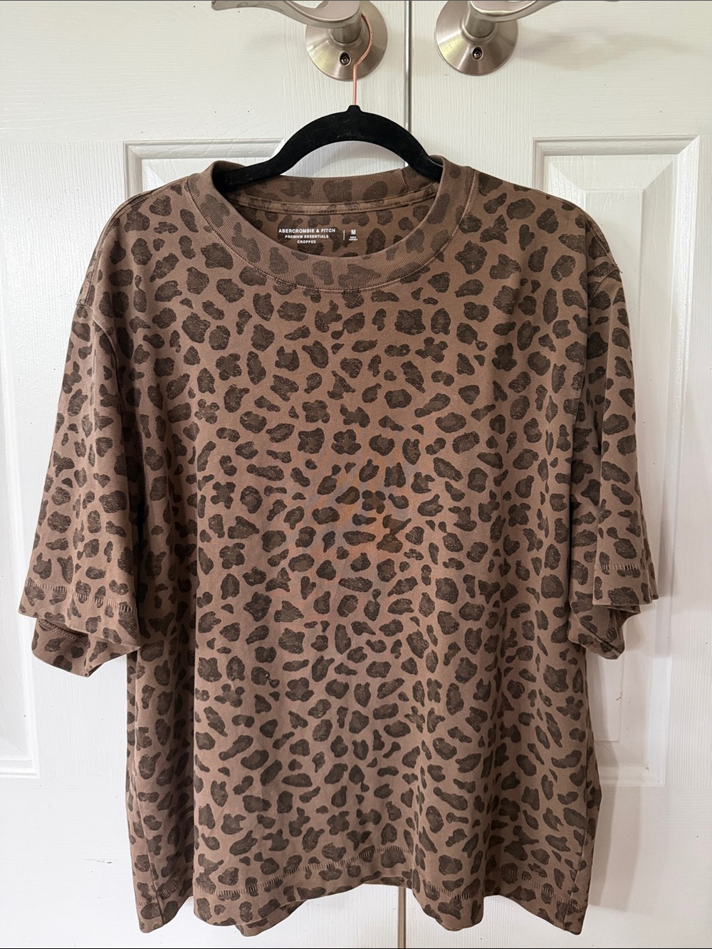 Abercrombie & Fitch Brown Leopard-Print Short Sleeve Tee